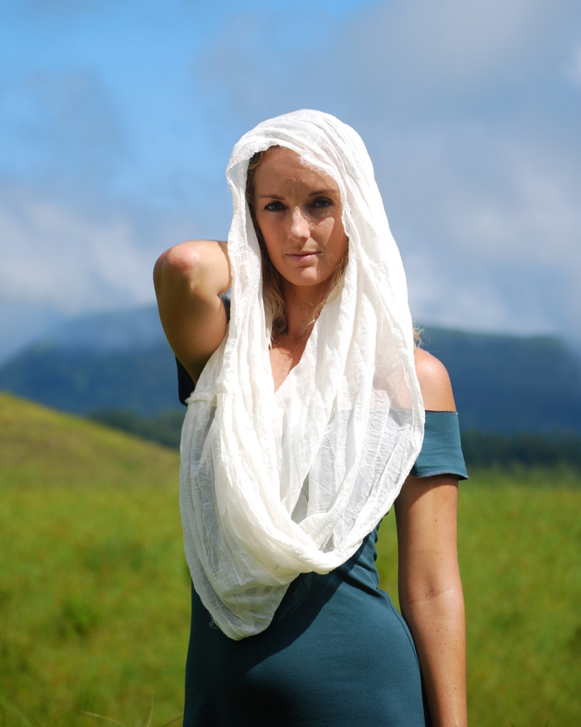 Gauze Infinity Scarf Light Weight Scarf Wrap Natural