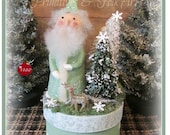 Primitive Santa, Paper clay Santa, Christmas, Santa, Reindeer, WInter