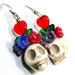 Frida Kahlo Day of the Dead Muertos Flower Head Turquoise Skull & Flower Earrings