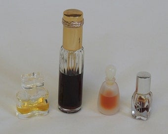 4 Vintage ESTEE LAUDER Perfume Bottles.. Private Collection, Aliage, White Linen & Youth Dew