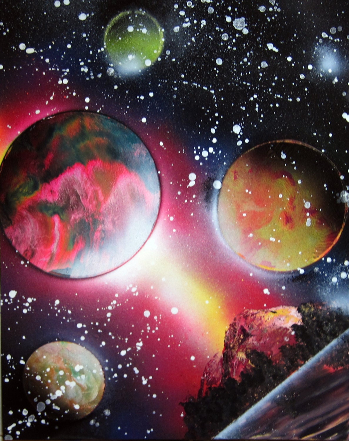 Spray Paint Art Original Space Galaxy Landscape 14 X   Il Fullxfull.812402207 Botr 