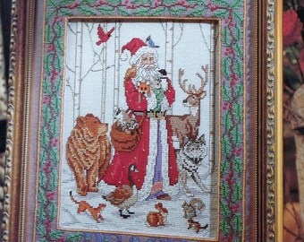 FOREST SANTA CLAUS Counted Cross Stitch Pattern Chart - fam