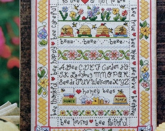 BUBLE BEE SAMPLER Counted Cross Stitch Pattern Chart - fam