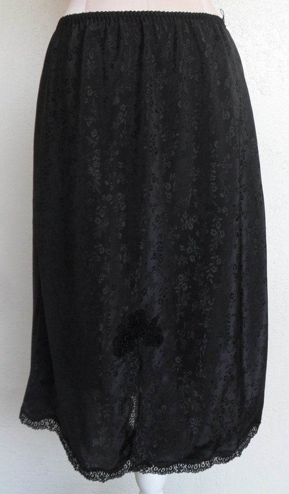 Vintage Half Slip Black Satin by Size Large