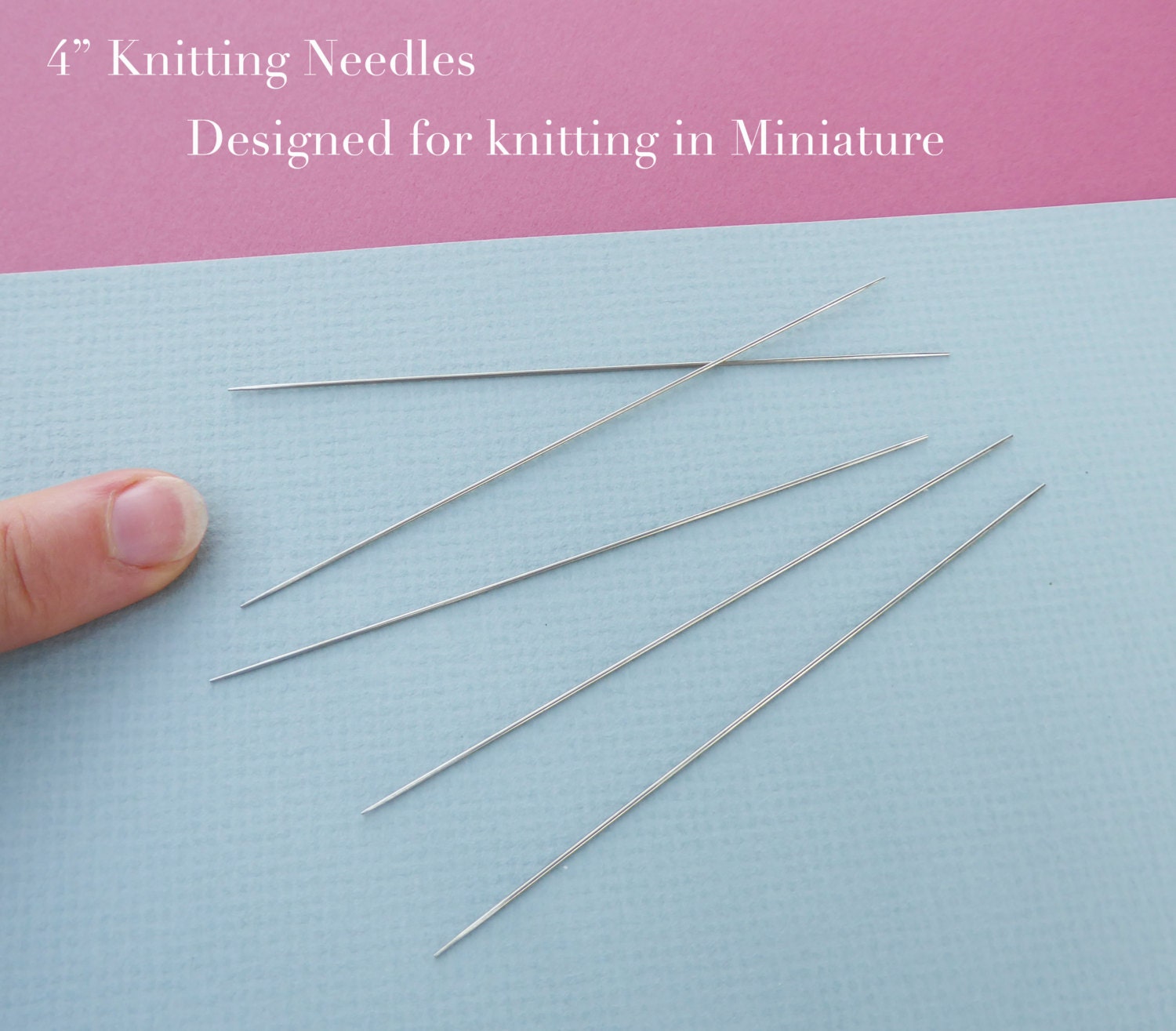 Miniature Knitting Needles thin and tiny 4" long, 0.70mm thickness from