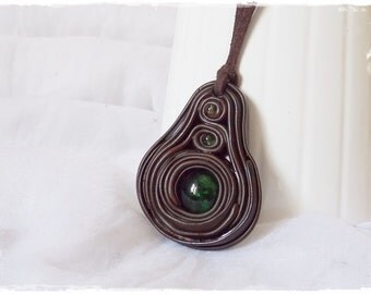 Polymer Clay Necklace, Woodland Clay Pendant, Heart Chakra Necklace, Protection Pendant, Elven Celtic Necklace, Norse Spiritual Necklace