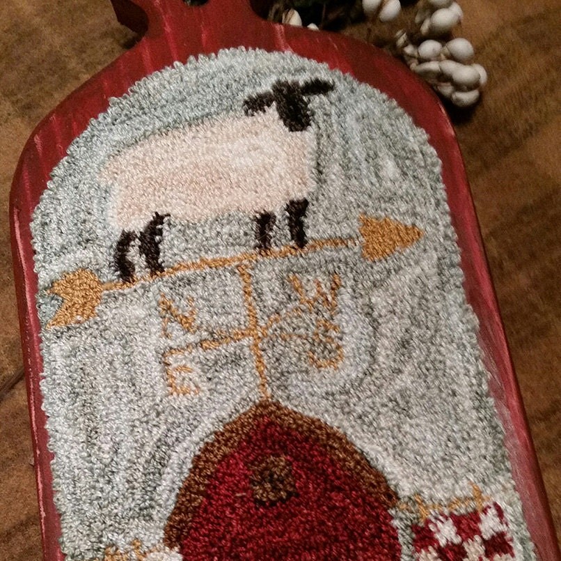 Primitive Punch Needle Sheep N Wool Barn Pattern