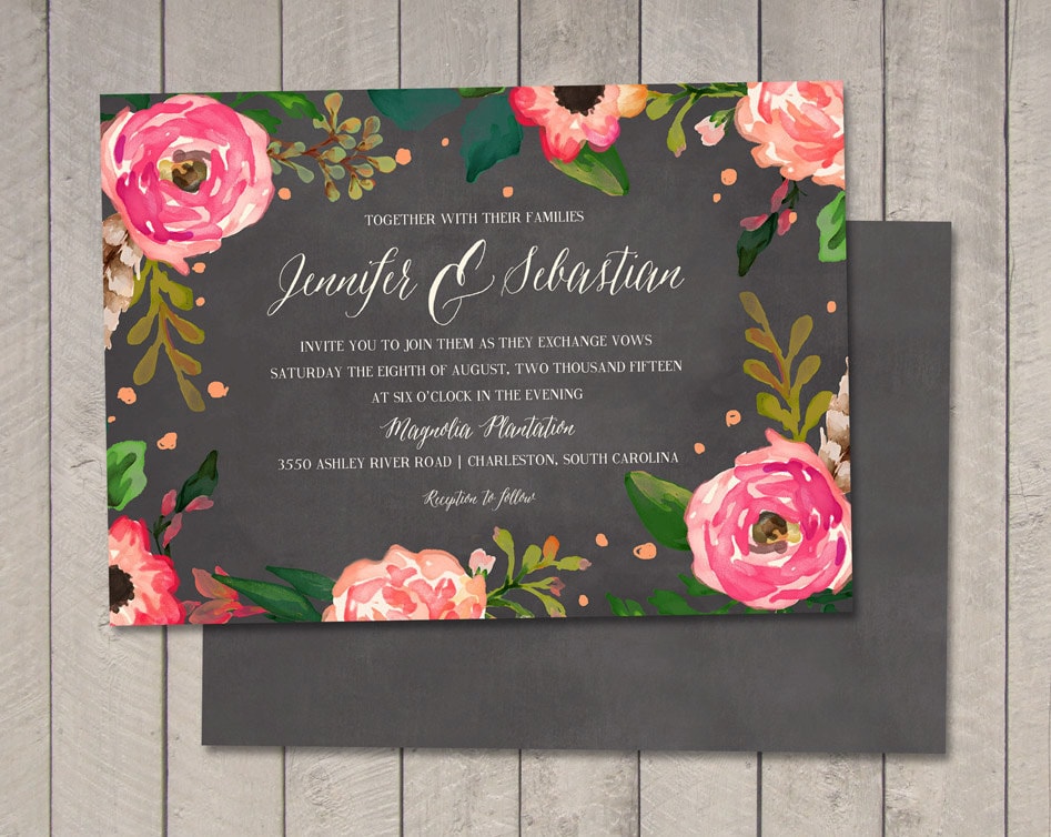 Watercolor Wedding Invitation Printable DIY by Vintage Sweet
