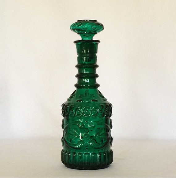 Liquor Bottle 28 fl. oz. Teal Green Stopper with Cork Stands