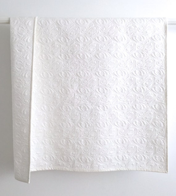 Baby Quilt Whole Cloth in White by KimsQuiltingStudio on Etsy