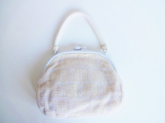 beaded bag white