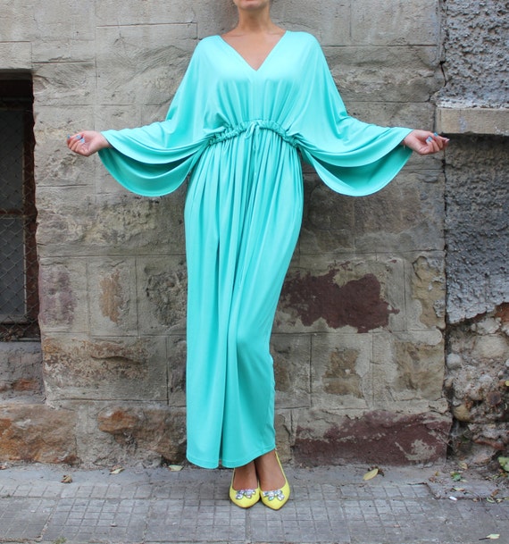 Mint Caftan Maxi Dress Abaya Kaftan Dress Loose fitted