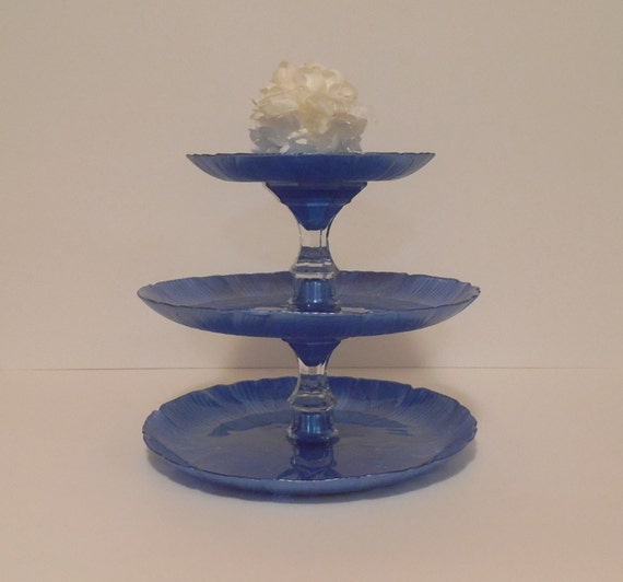 Cobalt Blue 3 Tier Cake Stand / Cupcake stand / Dessert Tower