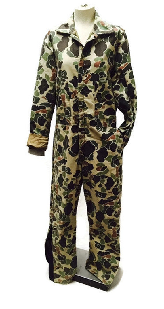 Items similar to Vintage Coveralls Camo Insulated Double Pockets ...