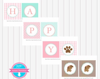 Puppy Party Instant Download Happy Birthday BANNER by Marbella Printables