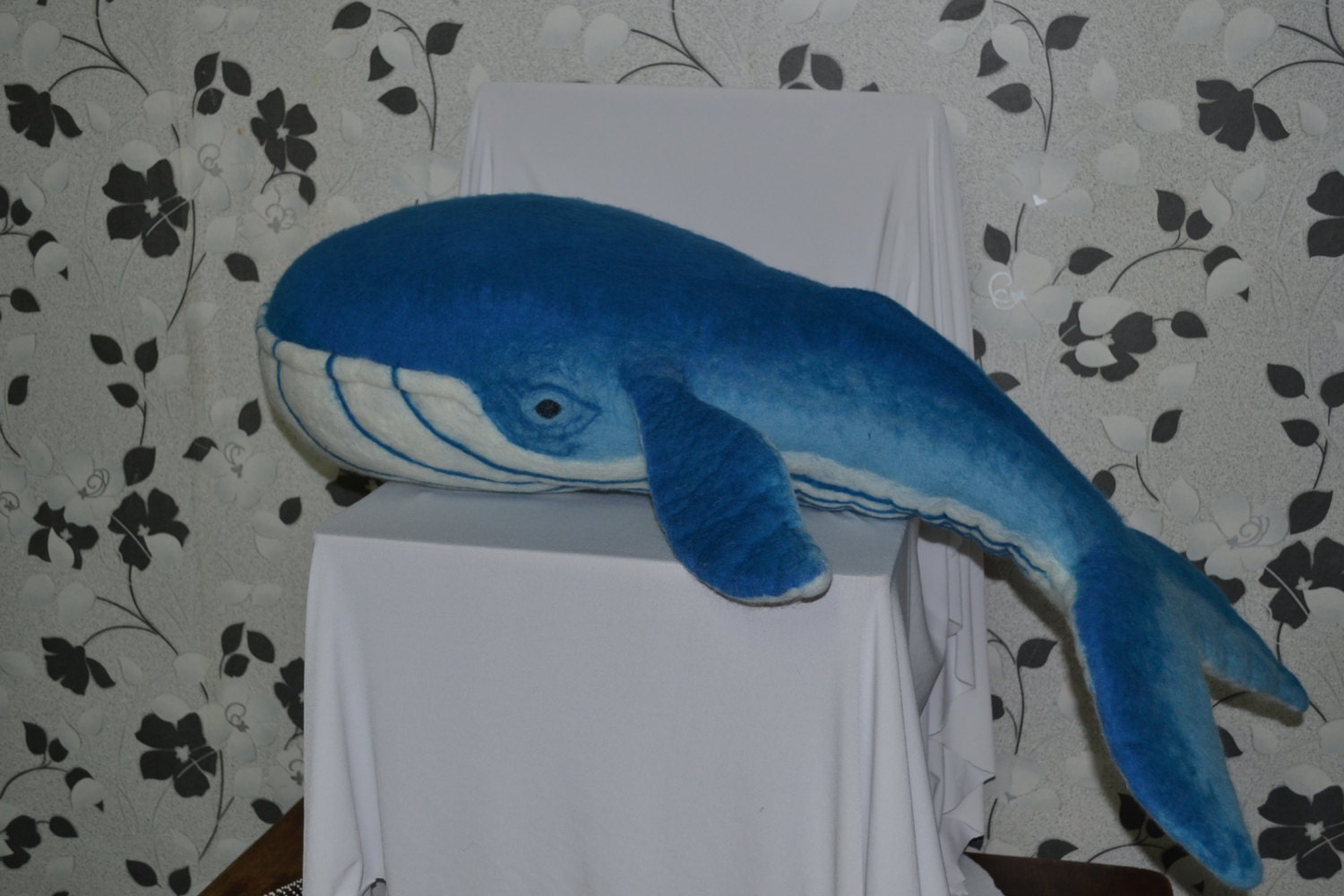 Big stuffed Blue whale felted whale large staffed animal