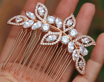 Bridal hair comb rose gold hair comb hair accessories bridal hair clip hair pc