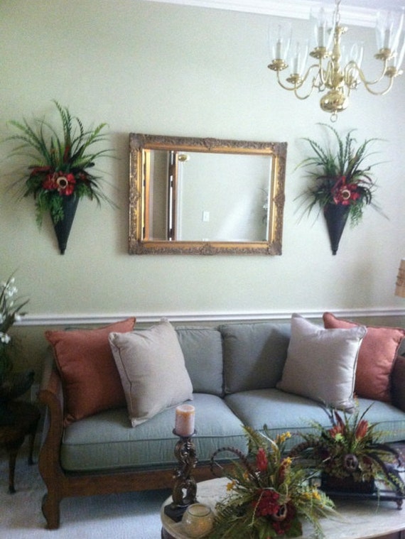 Pair of Large Wall Sconces Wall Pockets Floral Wall Decor Pair of Large Wall Sconces Wall Pockets Floral Wall Decor on Pocket Wall Sconce For Flowers id=20583