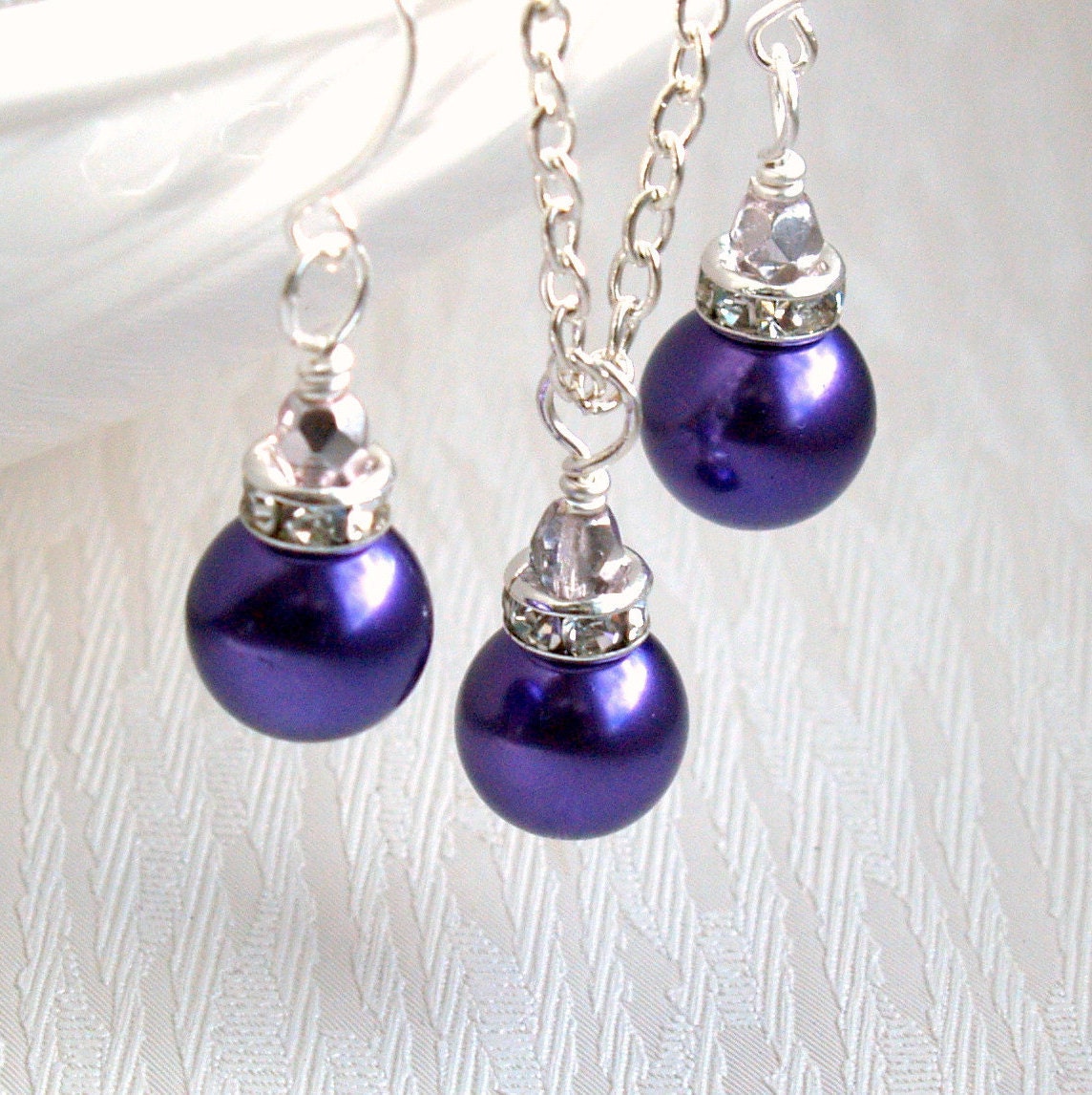 Dark Purple Necklace Set of Necklace & Earring Bridesmaid