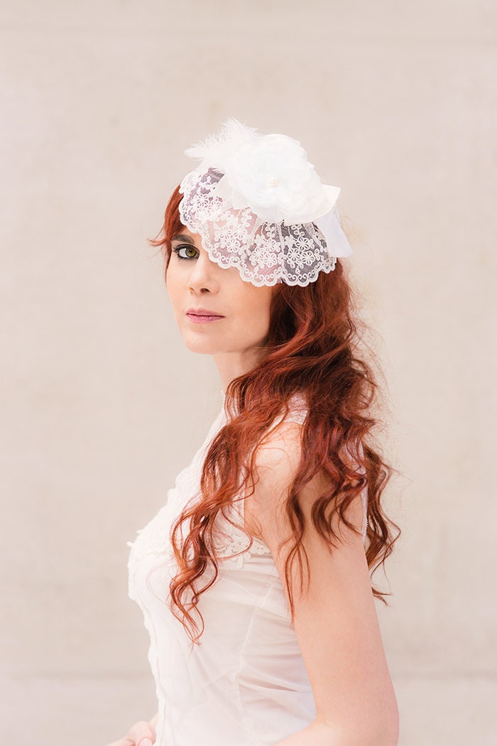 Bridal pinner cap camellia lace cap bridal juliet cap