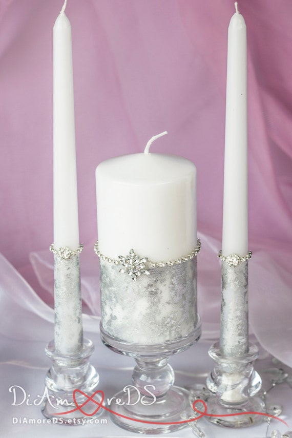 Winter and Snowflake Candle Set Winter Unity Candle Set