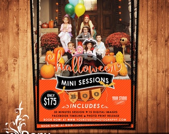 Halloween Mini Session Template Photography Marketing board - Photoshop template Instant Download - BUY 1 GET 1 FREE: ms-518