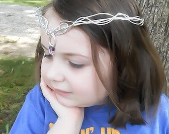 Amethyst Elven Tiara - Elven Clothing - Amethyst Tiara - Silver Tiara - Elven Circlet - Medieval Crown - Renaissance Crown - Wedding Tiara
