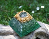 Moss Agate Orgone Pyramid - Spiritual Gift - Feng Shui Decor - Meditation Aid - Heart Chakra Healing