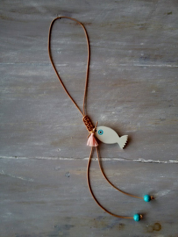 FISHERMAN II / natural leather cord macrame by MerakibyStevie