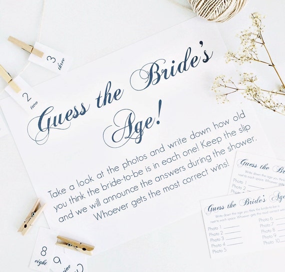 Bridal Shower Game / Guess The Bride's Age Game INSTANT