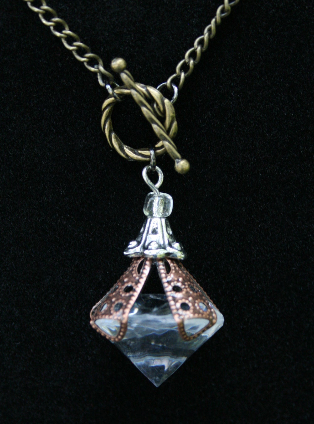 Divination Pendulum Necklace Mixed Metals & Faceted Gem 33