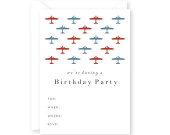 Blank Preppy Airplane Birthday Party Invitations