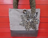 Brown Fabric Tote Bag - Leather Tote Bag - Faux Leather Bag - Zebra Fabric Bag - Large Fabric Handbag - Brown Handbag - Book Bag - Purse Brown Fabric Tote Bag - Leather Tote Bag - Faux Leather Bag - Zebra Fabric Bag - Large Fabric Handbag - Brown Handbag - Book Bag - Purse