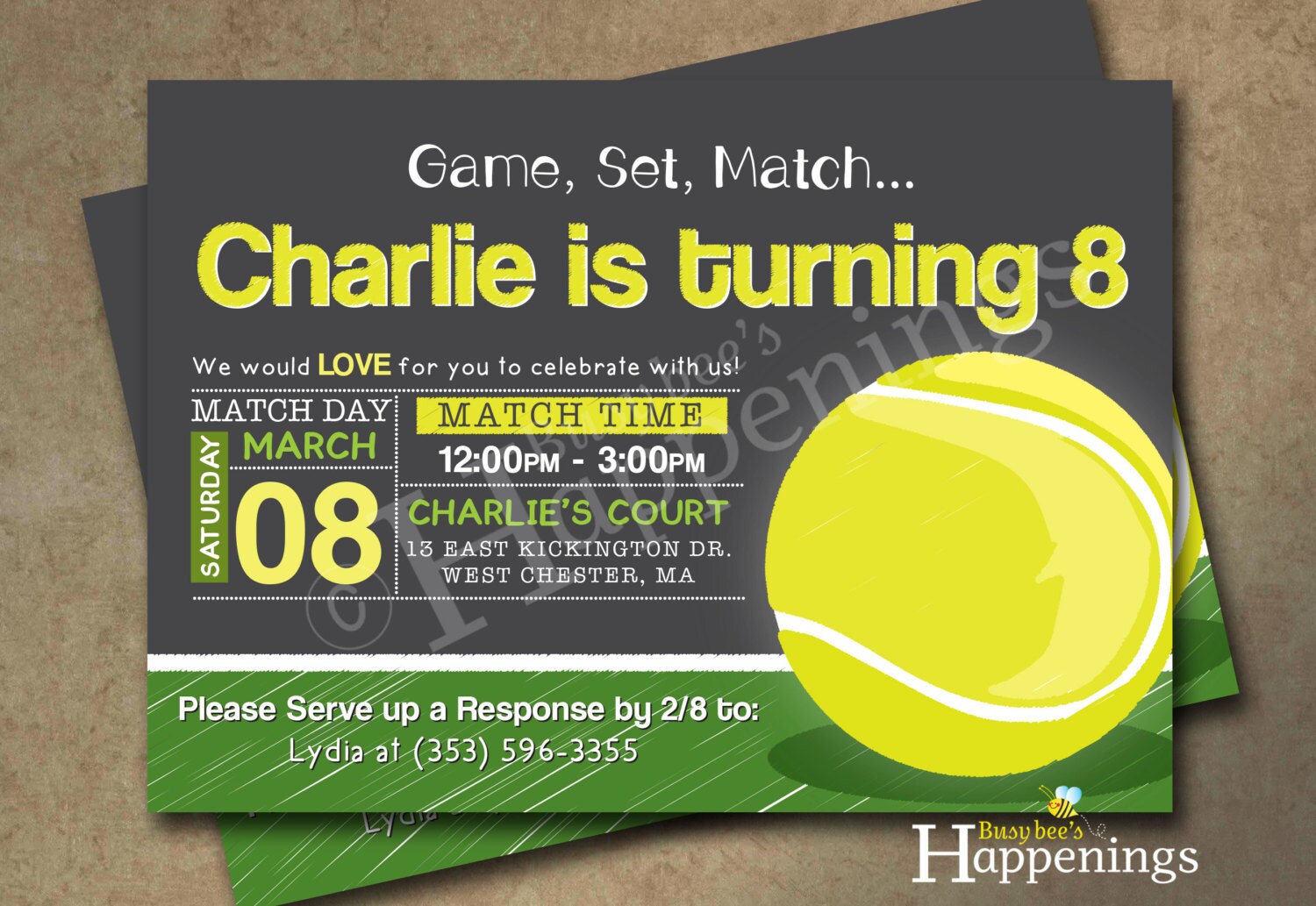 Tennis Birthday Invitation Tennis Birthday Tennis Ball