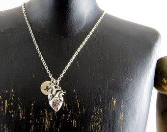 Personalized anatomical heart necklace, Sterling silver anatomical heart necklace, customized anatomical heart