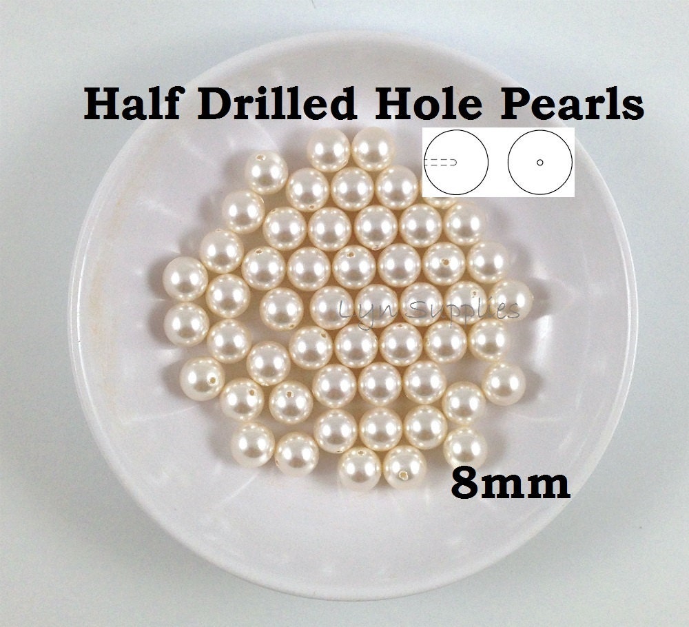 8mm WHITE 5818 Half Drilled Hole Swarovski Crystal Pearls 8pcs or 20pcs