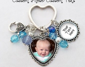 Custom Photo keychain, Custom Text keychain - your photo and message on a keychain - key kandy - Personalized Picture Key Chain
