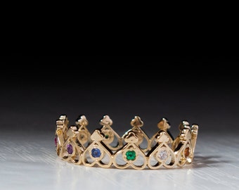 Gold crown ring - Queen crown ring - Tiara ring - Princess crown ring