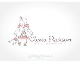 Diseño de logotipo (preconfeccionados) logo de logo, Logo de la muñeca, dibujado a mano del bebé niño Logo, fotografía Logo, logo de Boutique, logo Whimsical, lindo logo