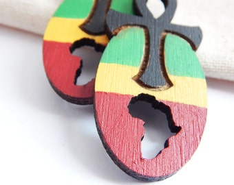 Ankh Africa Earrings Afrocentric Earrings Africa Shaped Jewelry Ankh Jewelry Ankh Earrings Rasta African earrings