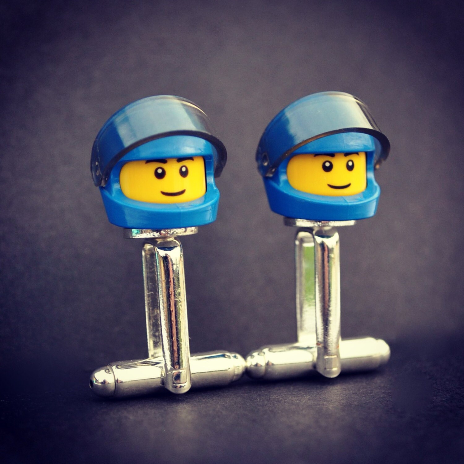 LEGO ® Helmet Biker Minifigure Cufflinks BLUE
