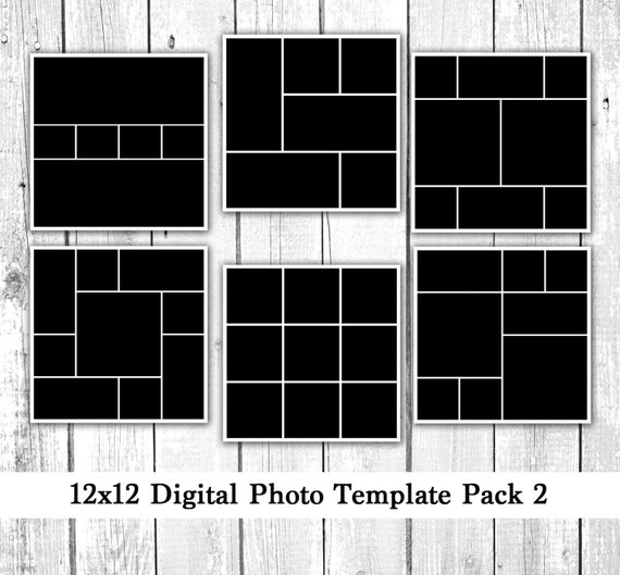 12x12 Photo Template Pack, Photo Collage, Portfolio Design, Scrapbook ...