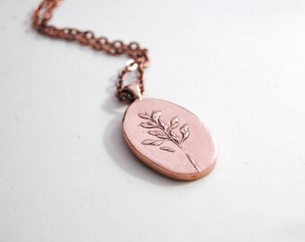 Sprig of grass seeds copper pendant necklace *nature-inspired jewelry*