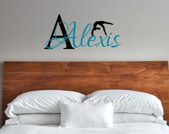 Gymnastics Monogram Wall Decal - Personalized Gymnastics Wall Decal - Gymnastics Decor - Girls Bedroom Decor - Custom Gymnastics Gift