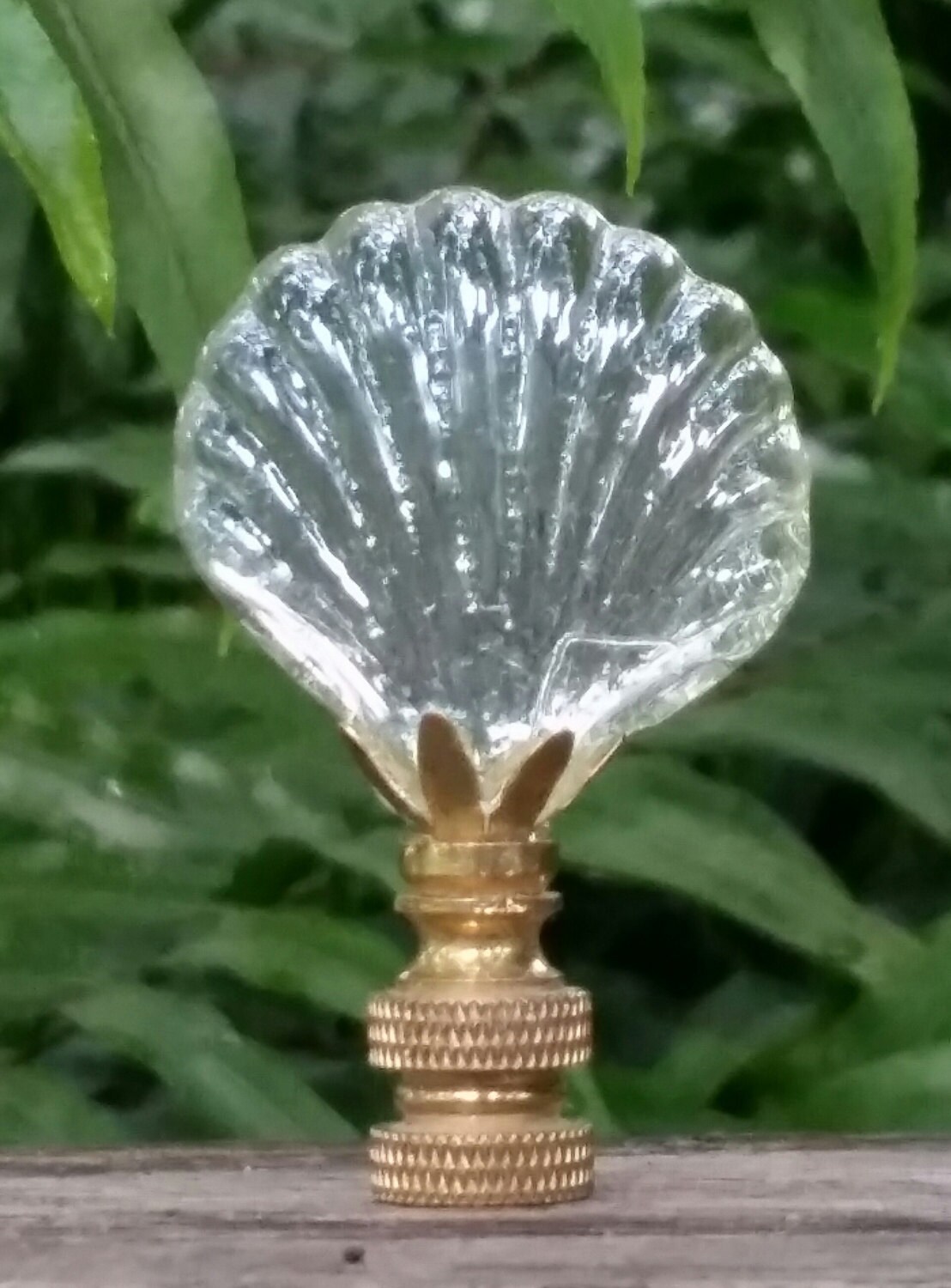 Seashell Lamp Finial Clear Glass Brass Finial by VeroLampshades