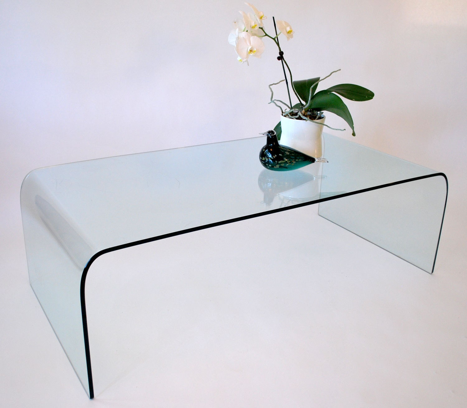 MidCentury hollywood Regency Glam Glass Waterfall Coffee Table Haute