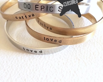 Do Epic S**t Stamped Cuffs, Yoga Jewelry. Inspiration Jewelry. Stamped Bracelets. *mature*
