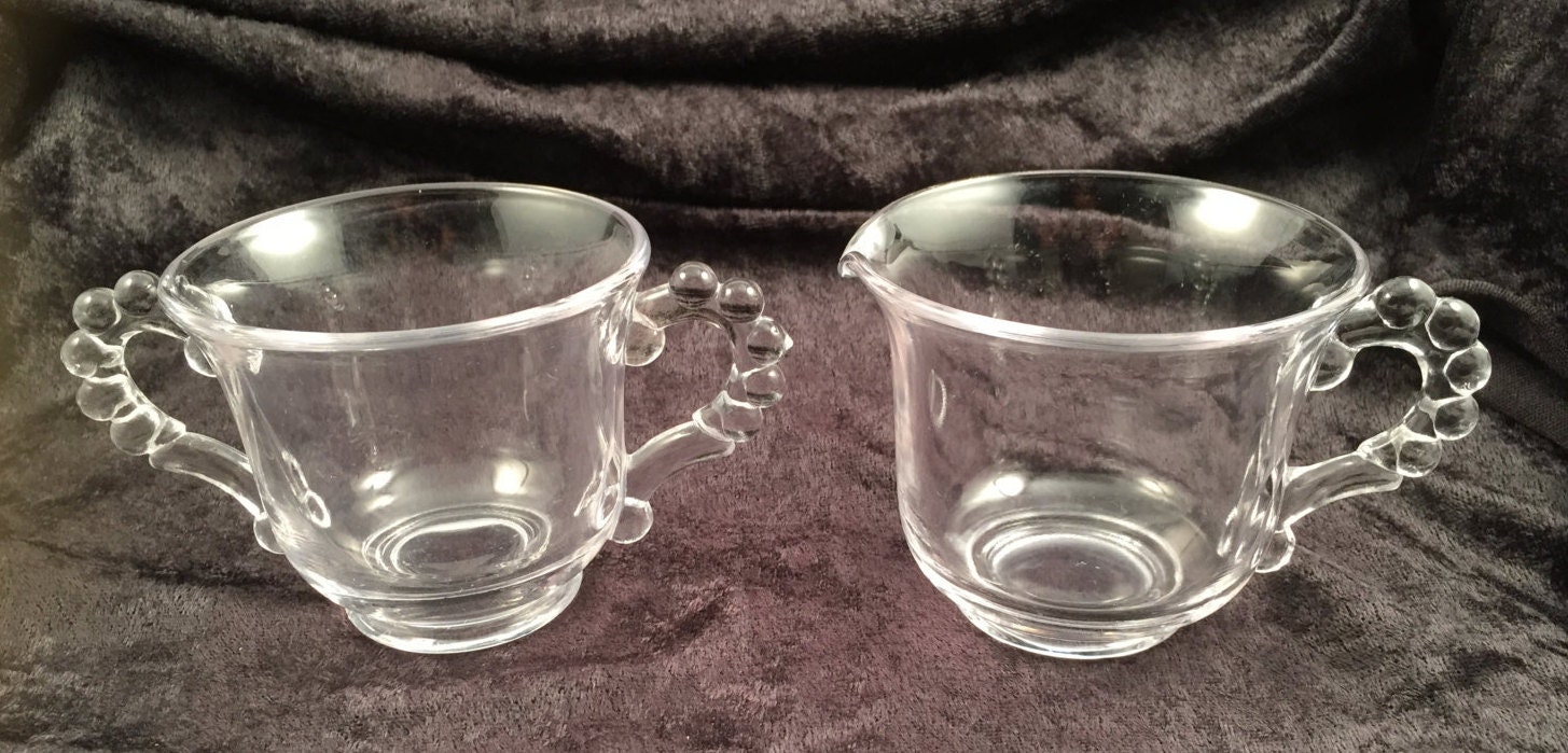 Candlewick Imperial Glass hobnail Cream and Sugar Haute Juice