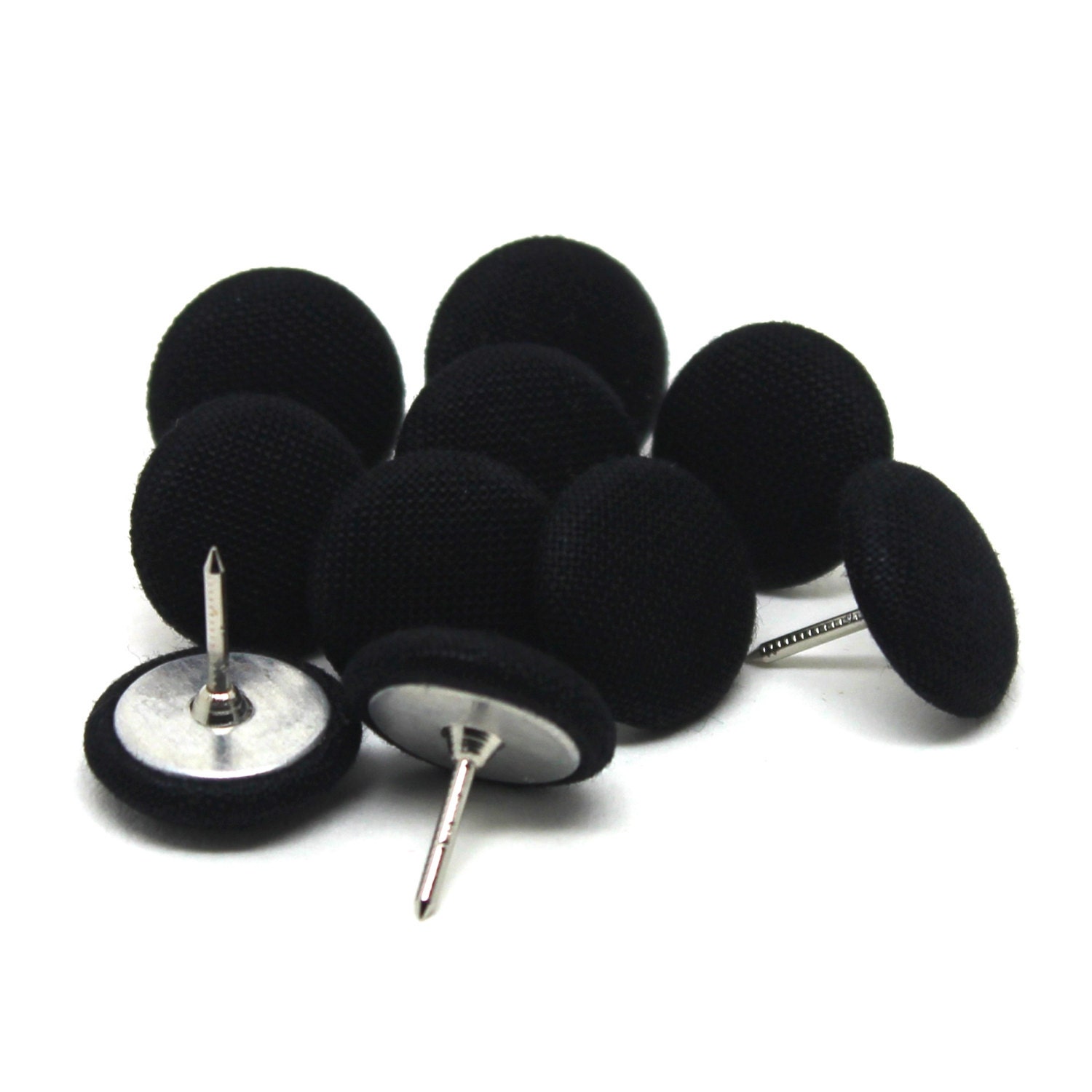 10 Small Black Fabric Push Pins Black Drawing By Thepatternrepeat