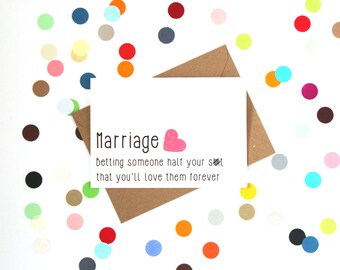 Funny wedding card, Funny engagement card, Funny marriage card, Funny card: Marriage betting someone half your sh!t you'll love them forever